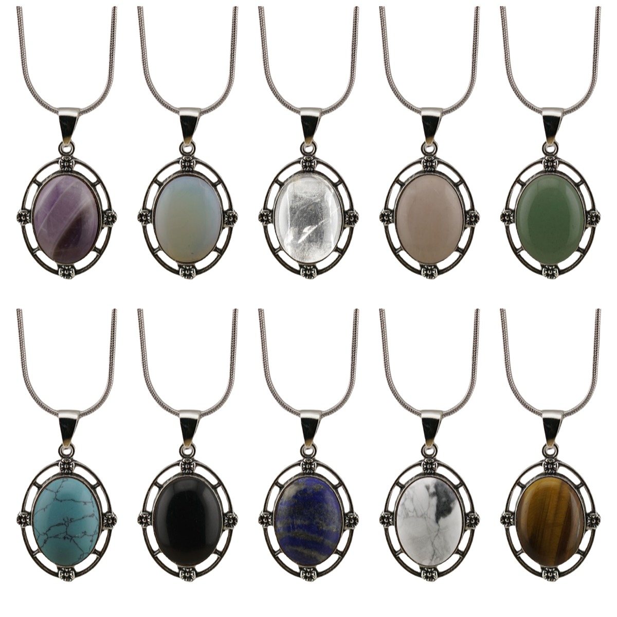 Natural Gemstone Pendant for Making Jewelry with 13x18MM Stone Cabs  Silver Alloy Accessories