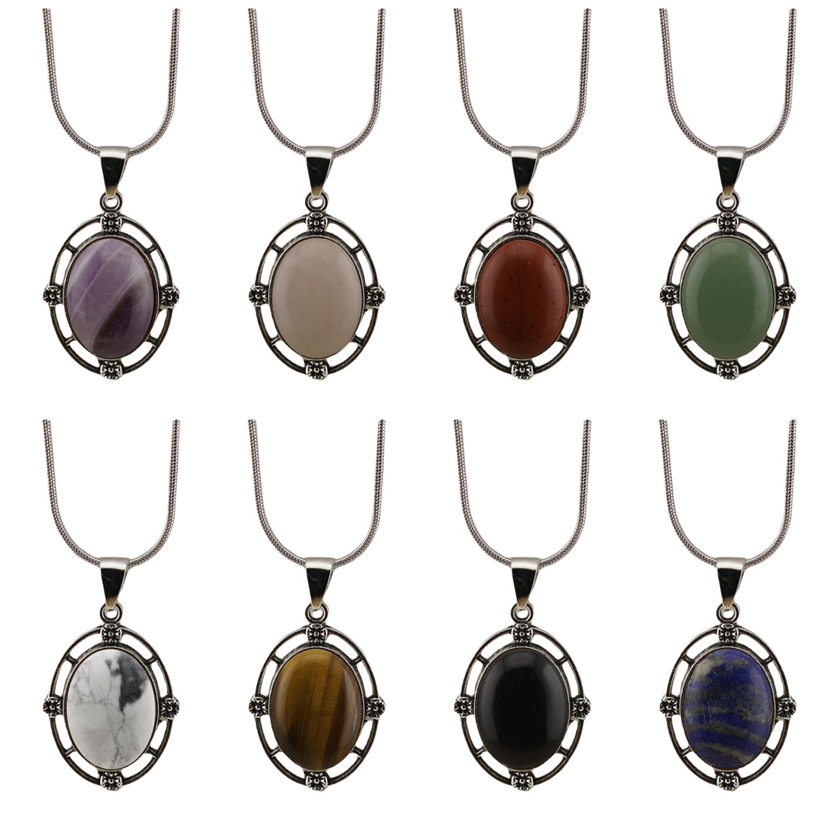 Natural Gemstone Pendant for Making Jewelry with 13x18MM Stone Cabs  Silver Alloy Accessories