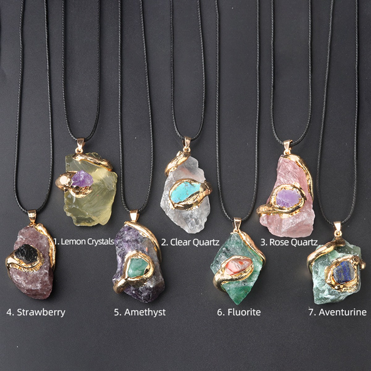  Irregular Raw Crystal Pendant for Making Jewelry Necklace Gilding Gemstone