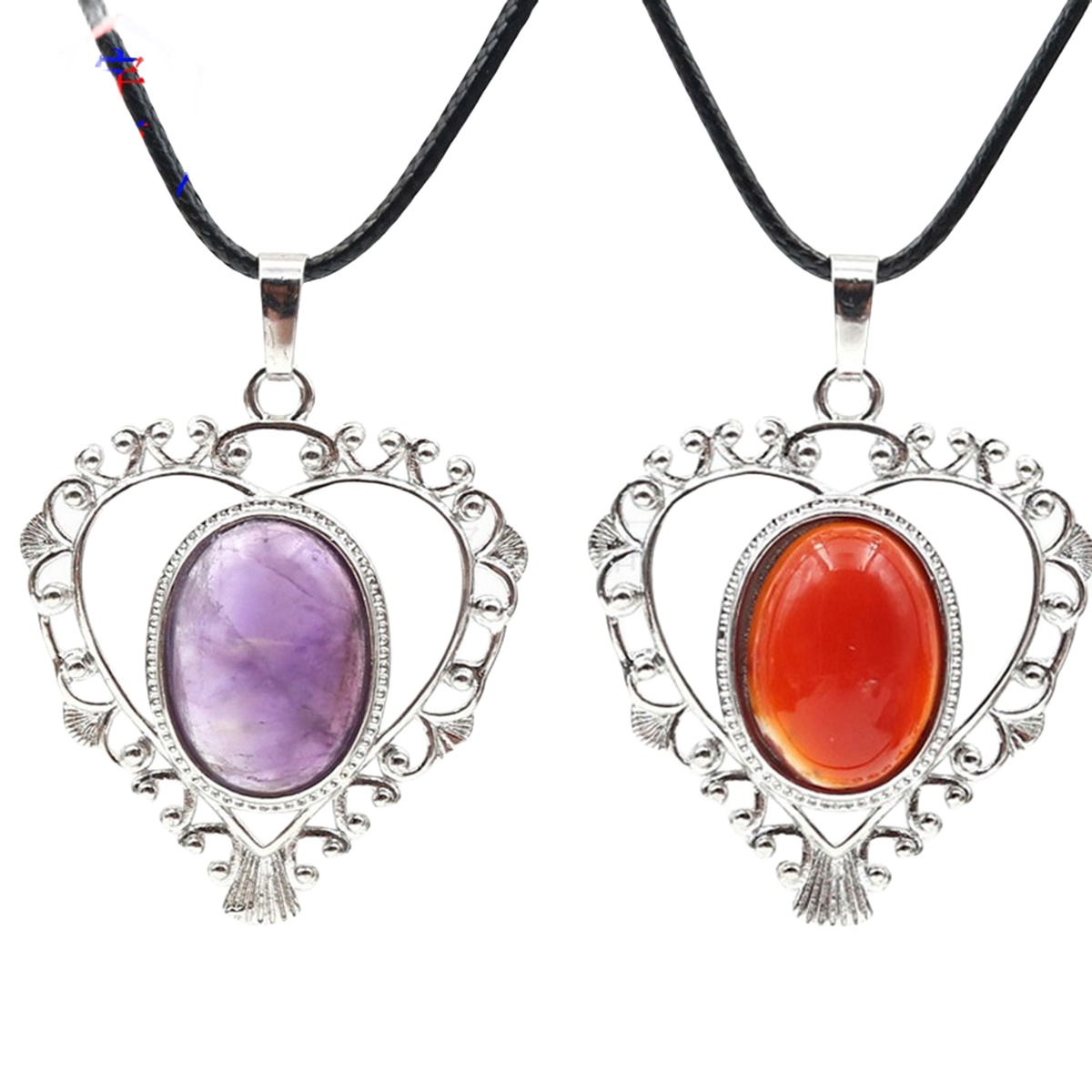 Silver Love Heart Pendant 35x46mm for Making jewelry necklace with 15x18MM natural Gemstone CABs