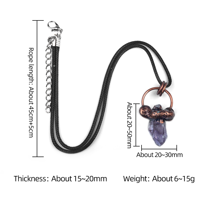 Antique Brass Irregular Raw Crystal Pendant Necklace for women men 