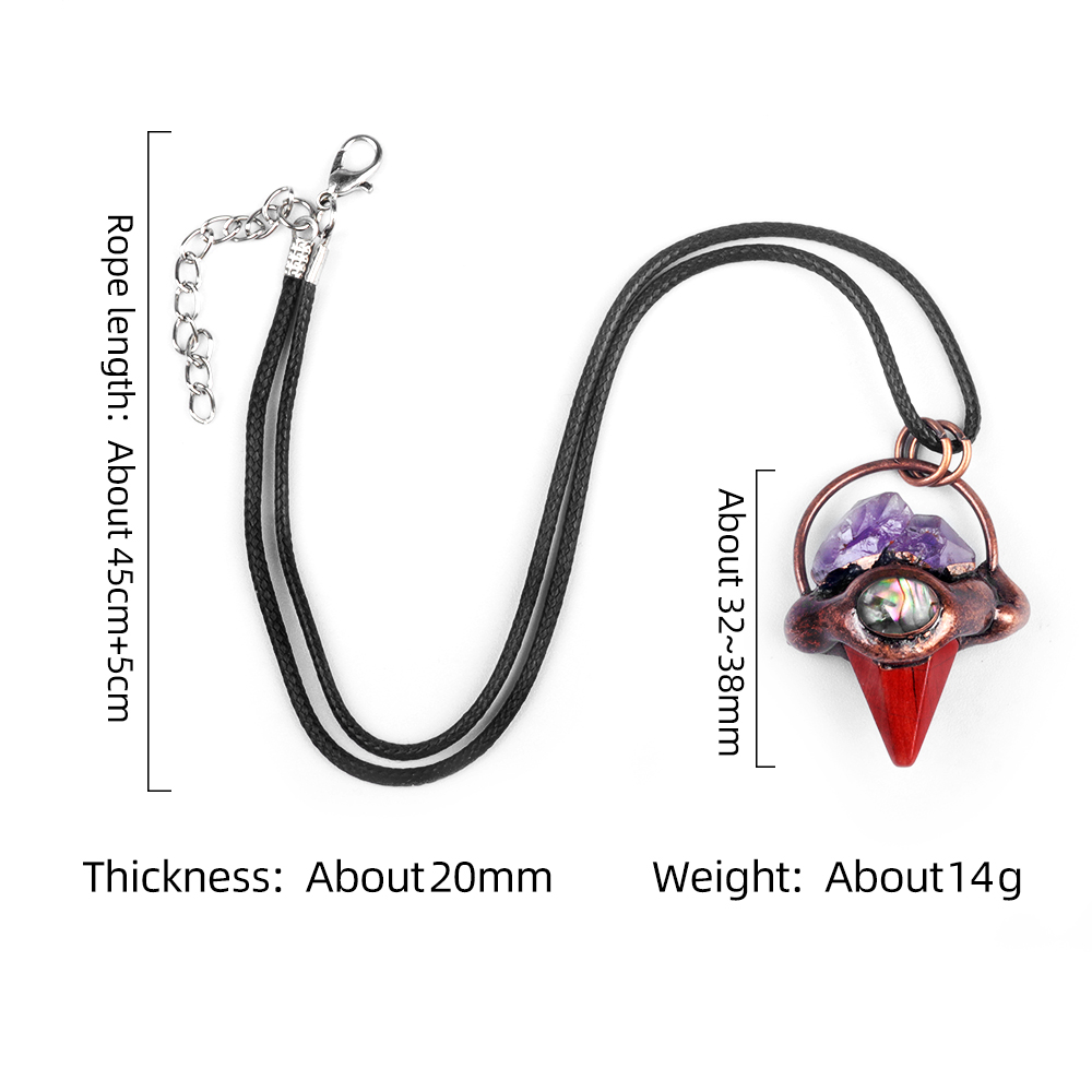 Retro Red Copper Hexagonal Pyramid Stone Pendant for Making Jewelry