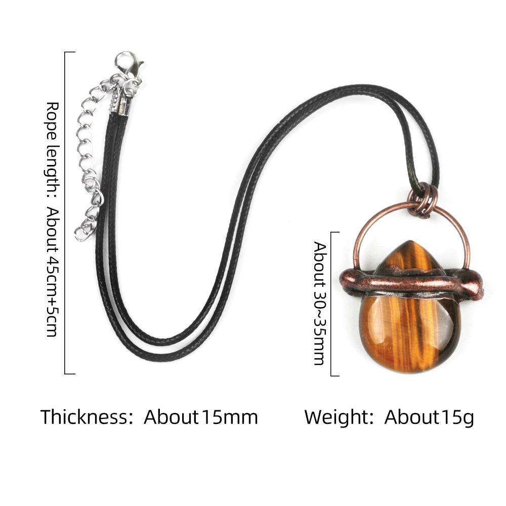 Retro Red Copper Teardrop Gemstone Pendant for Making Jewelry 