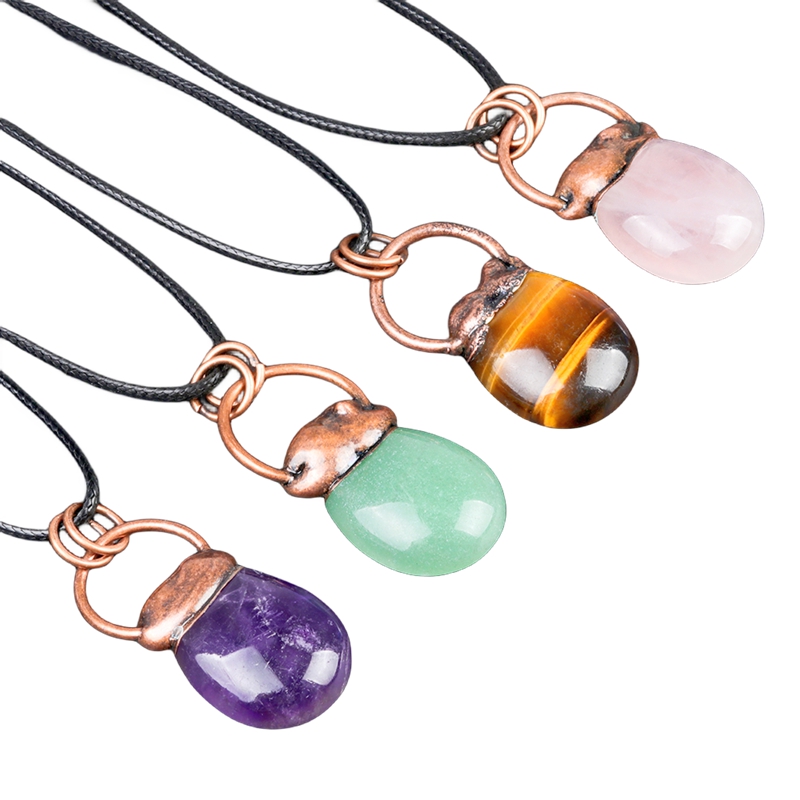 Retro Red Copper Gemstone Pendant for Making Jewelry Necklace