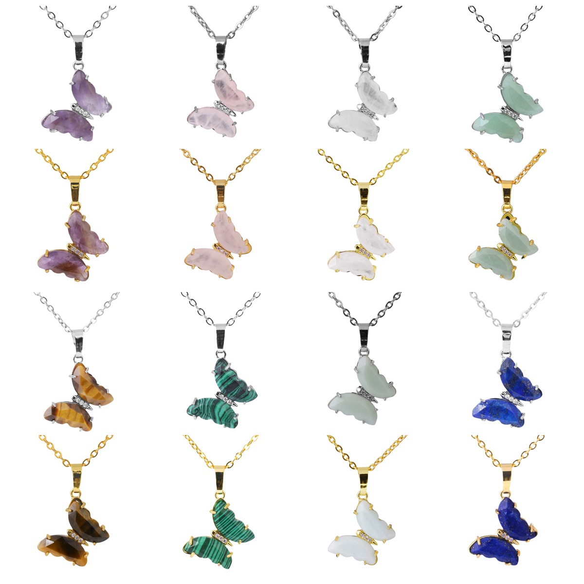 Natural Gemstone Butterfly Pendant for Making Jewelry necklace