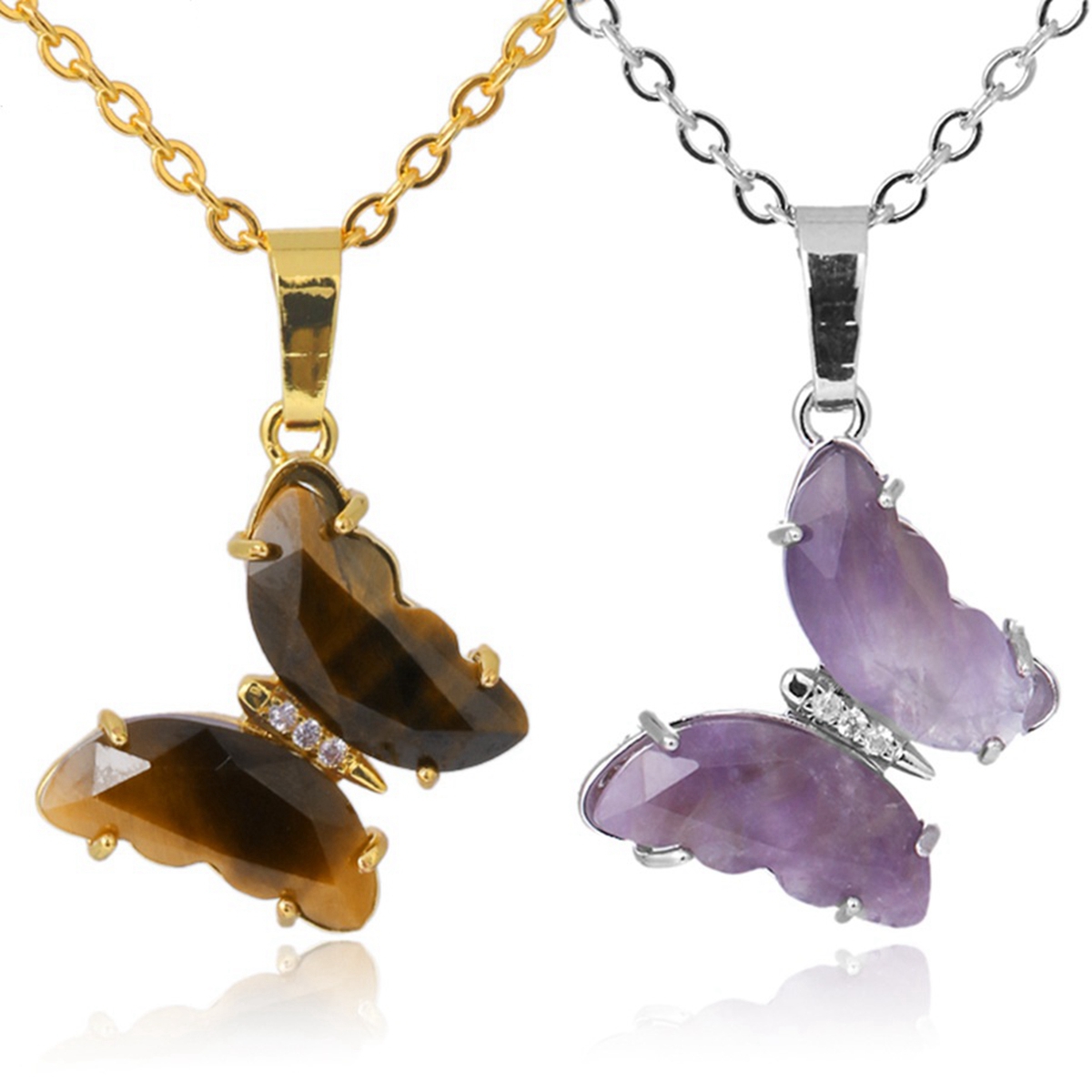 Natural Gemstone Butterfly Pendant for Making Jewelry necklace