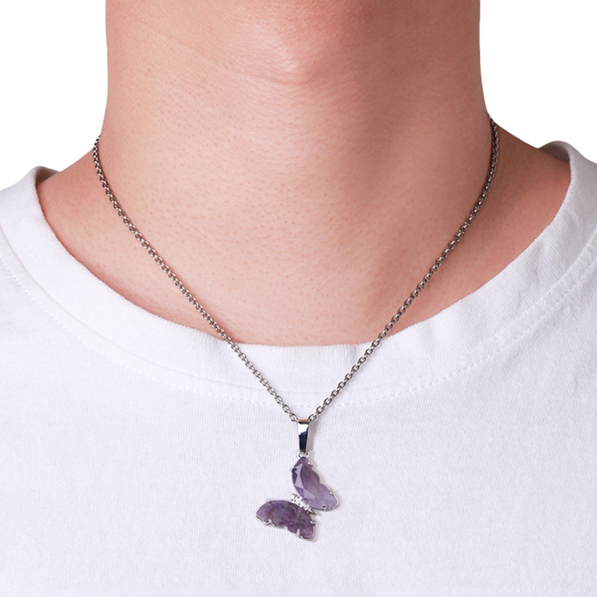 Natural Gemstone Butterfly Pendant for Making Jewelry necklace