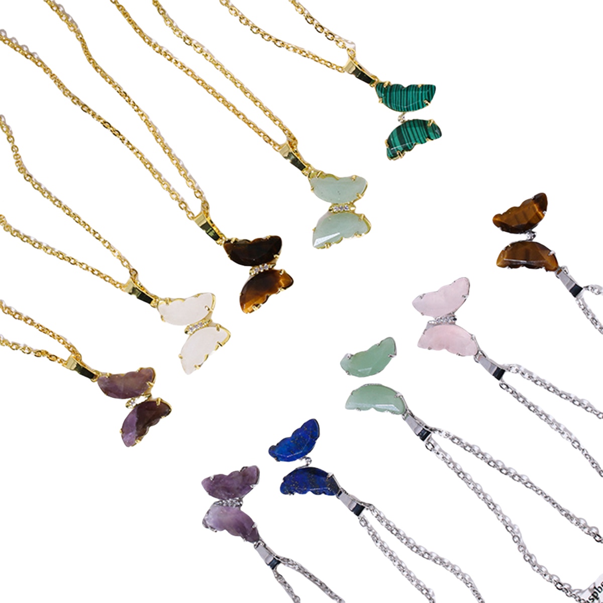 Natural Gemstone Butterfly Pendant for Making Jewelry necklace