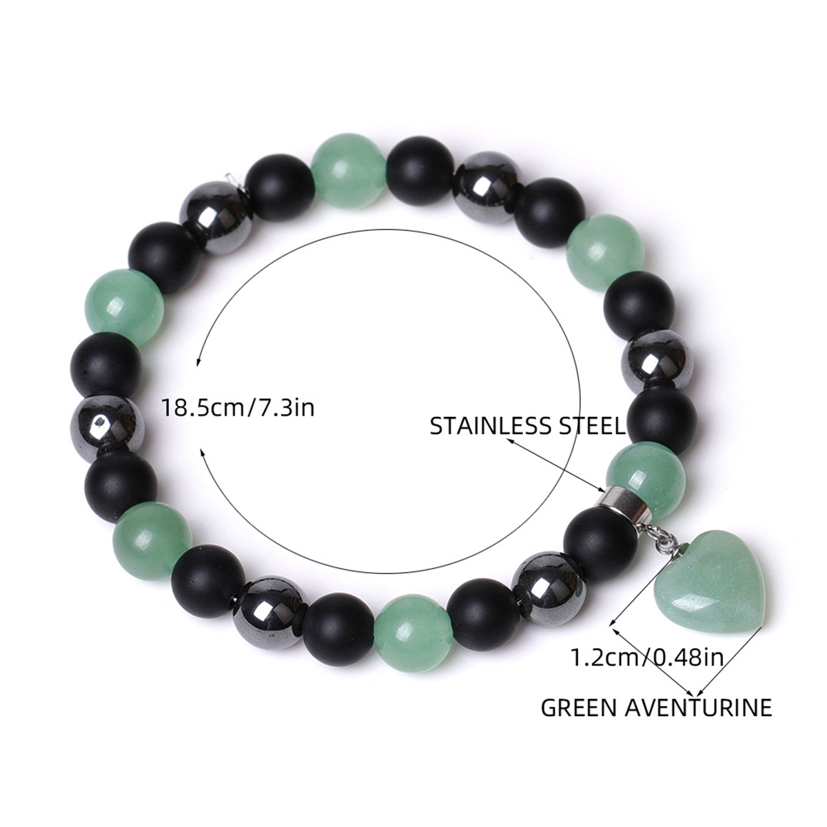 Healing Chakra Heart Stone Bracelet 8mm Beads Stretch Bangle Jewelry for Women