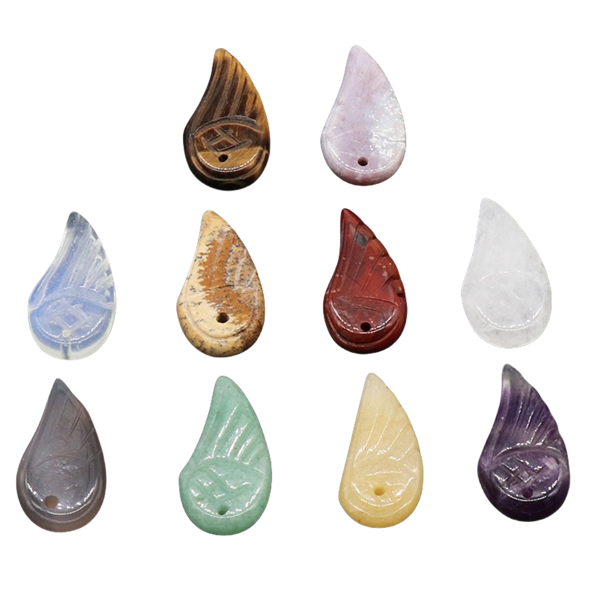 Handmade Craved Gemstone Wing Pendant SP0677-16X30MM 