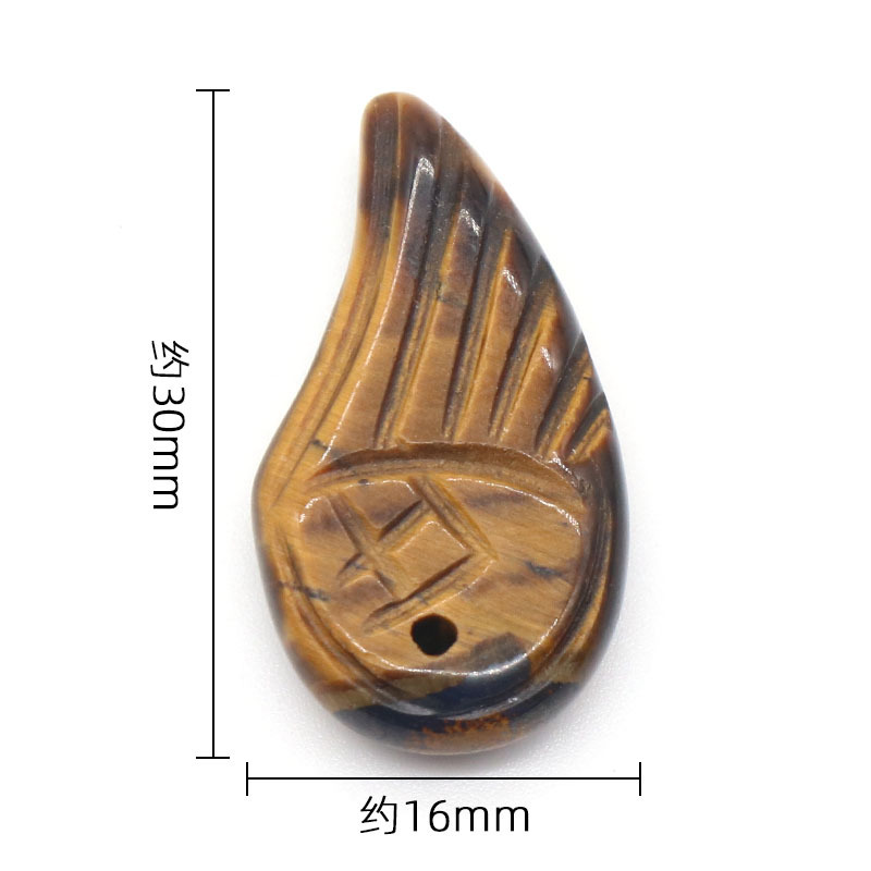 Handmade Craved Gemstone Wing Pendant SP0677-16X30MM 