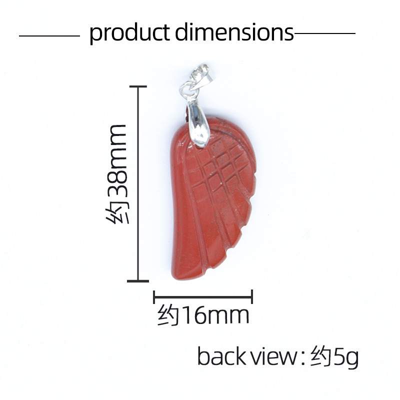 Handmade Craved Gemstone Wing Pendant SP0677-16X30MM  Silver Clasp