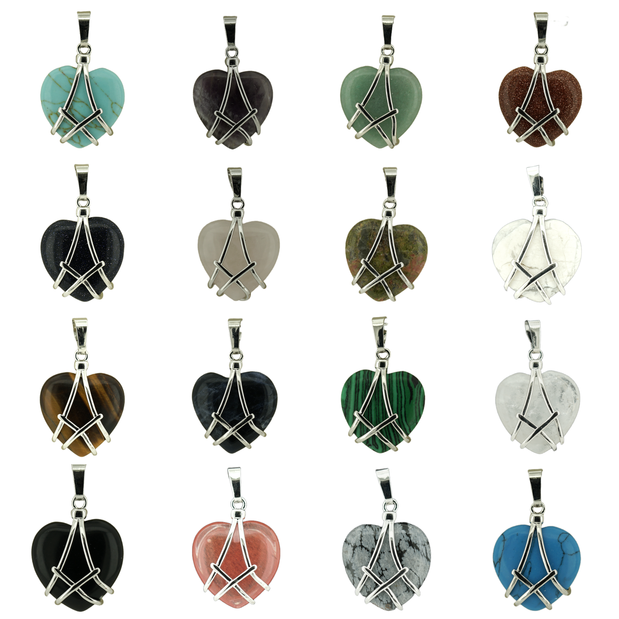 Natural Gemstone Diamond Barbie Castle Heart Pendant for Making Jewelry Necklace Earrings SP1392S