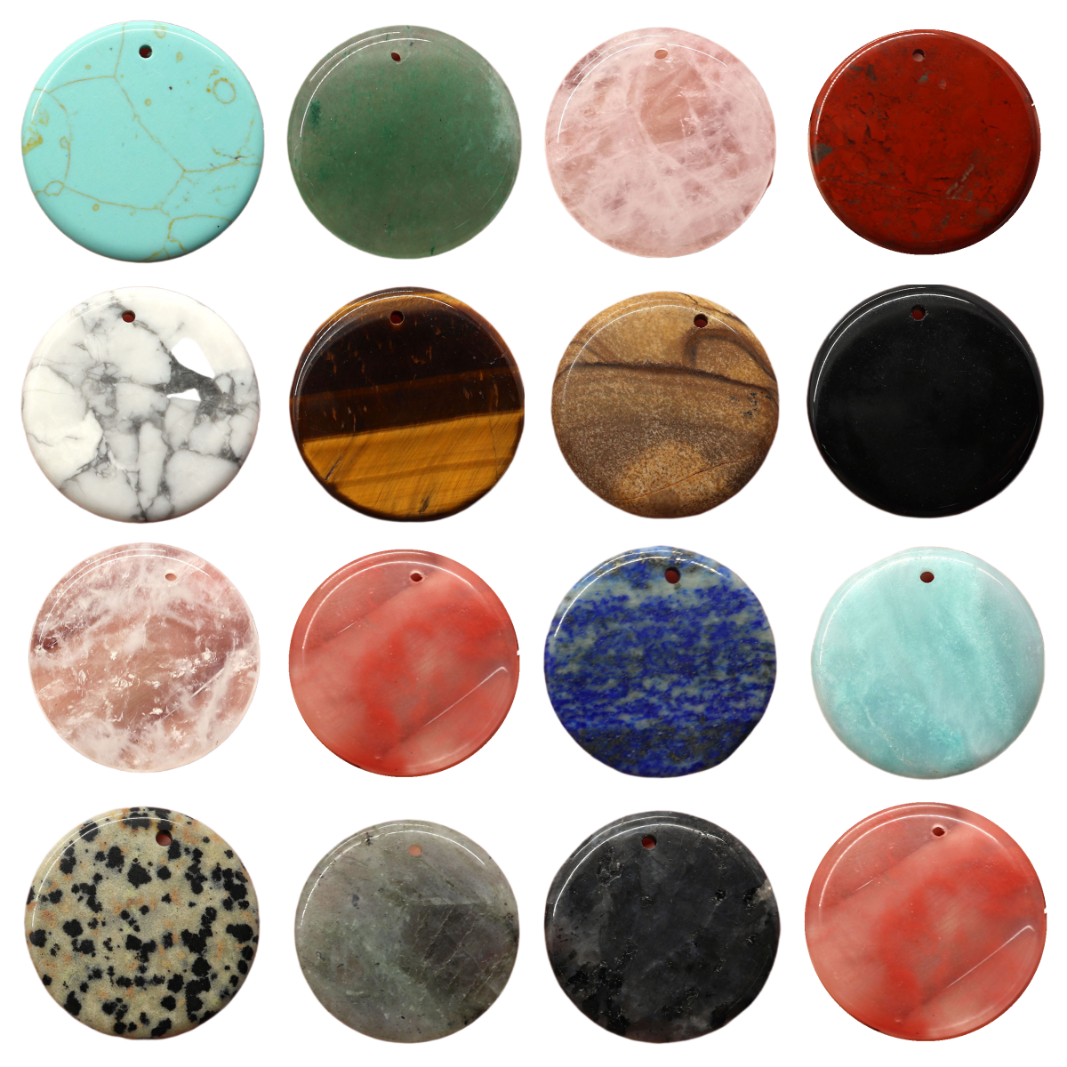 30mm Circle Gemstone Pendant for Making Jewelry Necklace Earrings Healing Chakra Lucky Donut Coin SP1453-30MM