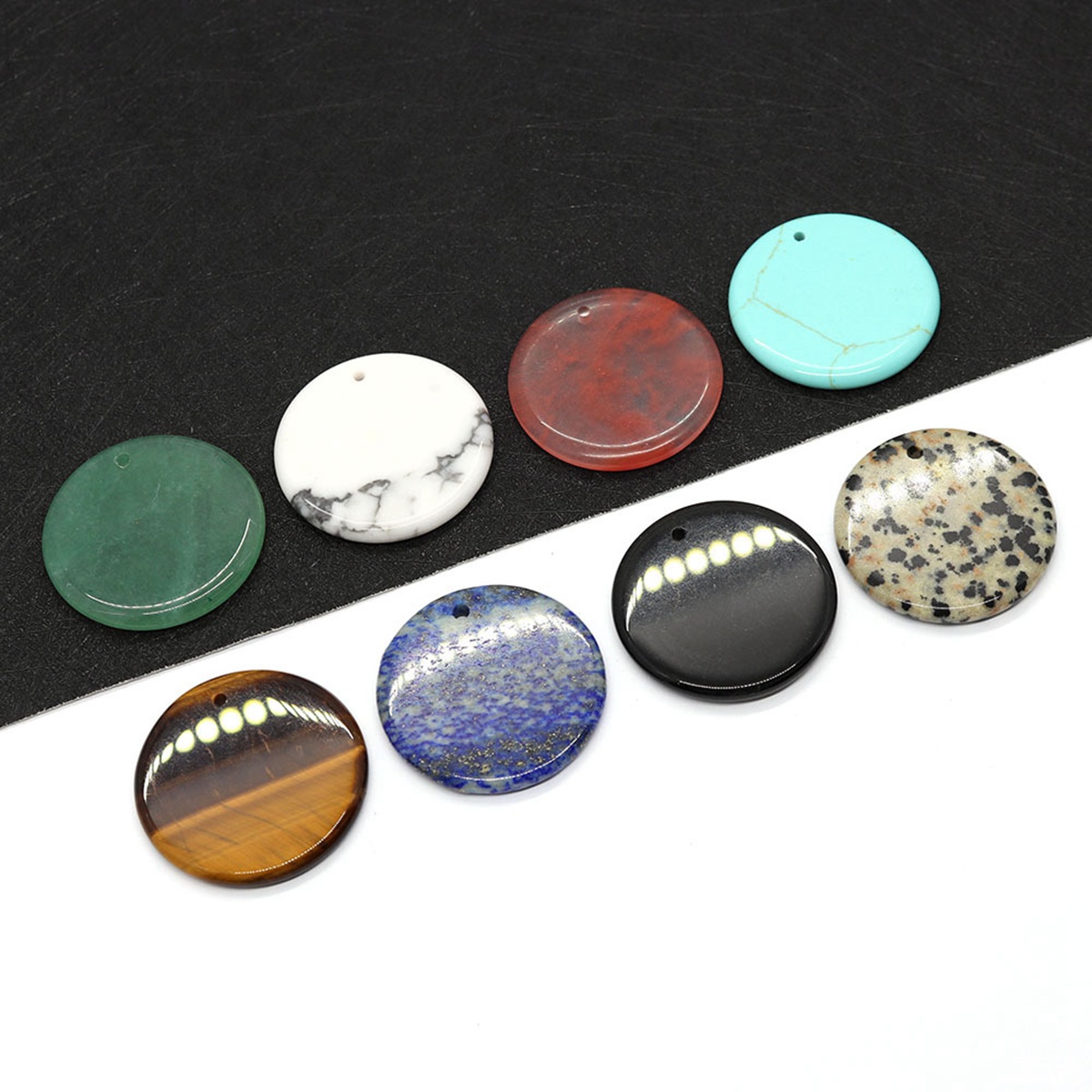 30mm Circle Gemstone Pendant for Making Jewelry Necklace Earrings Healing Chakra Lucky Donut Coin SP1453-30MM