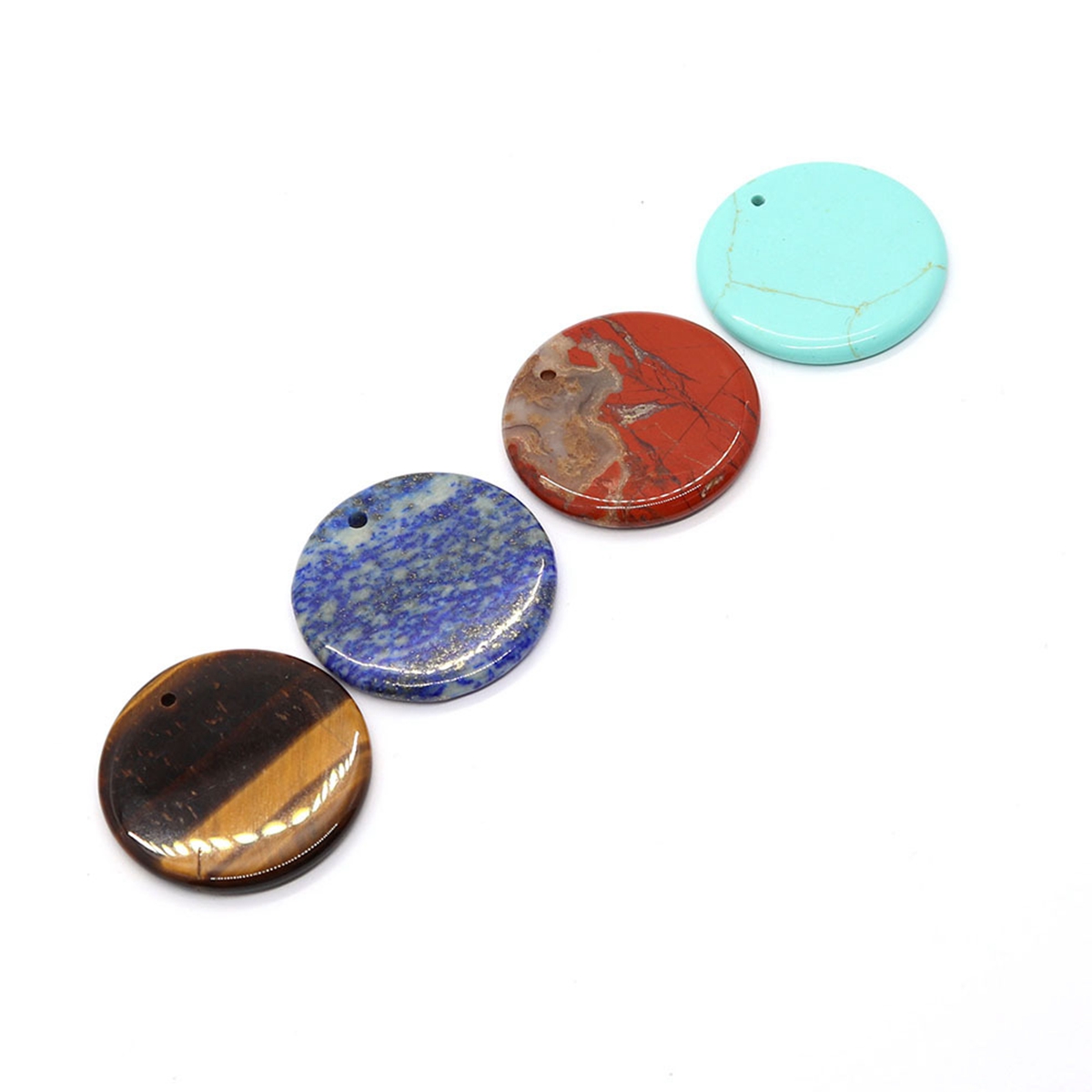 30mm Circle Gemstone Pendant for Making Jewelry Necklace Earrings Healing Chakra Lucky Donut Coin SP1453-30MM