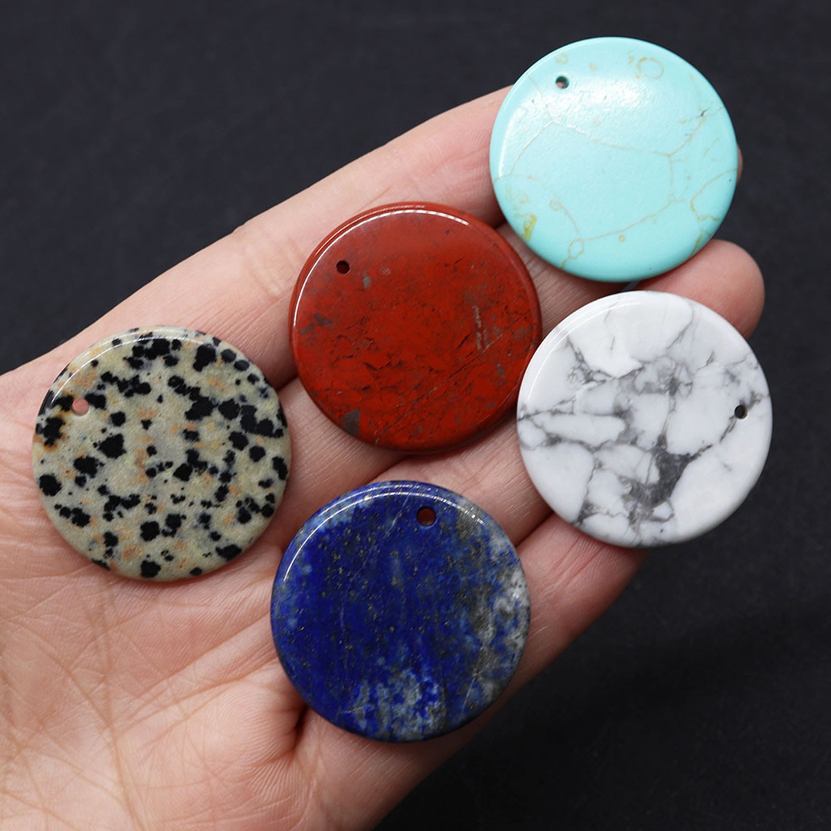 30mm Circle Gemstone Pendant for Making Jewelry Necklace Earrings Healing Chakra Lucky Donut Coin SP1453-30MM