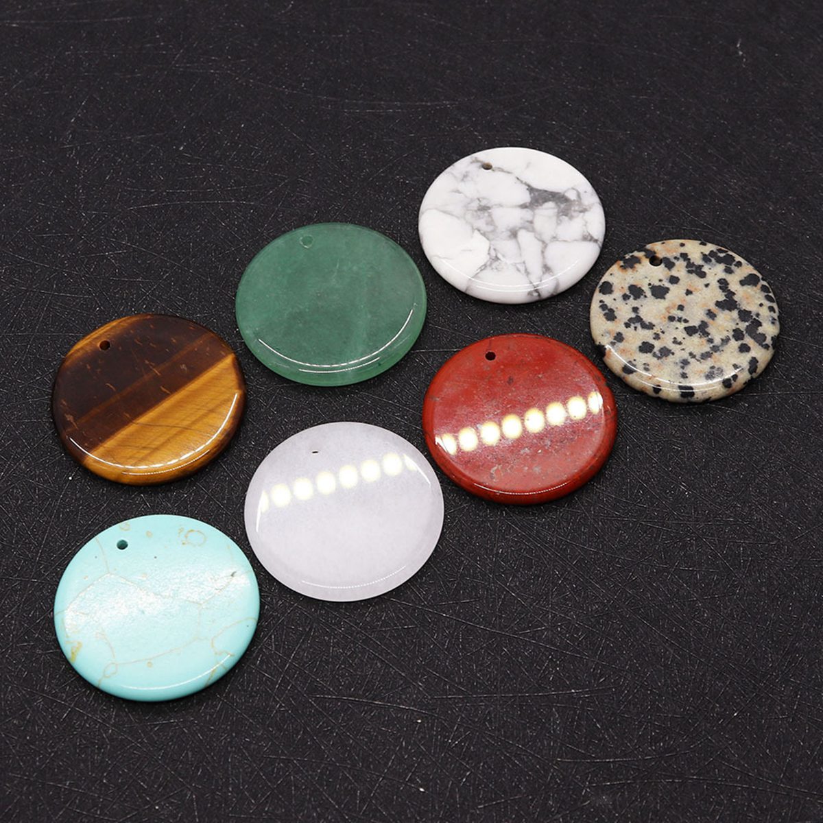 30mm Circle Gemstone Pendant for Making Jewelry Necklace Earrings Healing Chakra Lucky Donut Coin SP1453-30MM