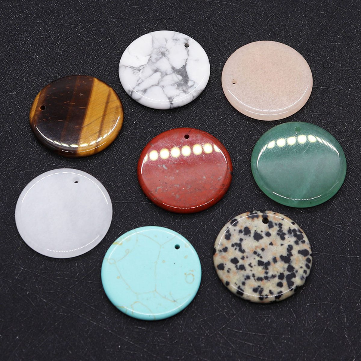 30mm Circle Gemstone Pendant for Making Jewelry Necklace Earrings Healing Chakra Lucky Donut Coin SP1453-30MM