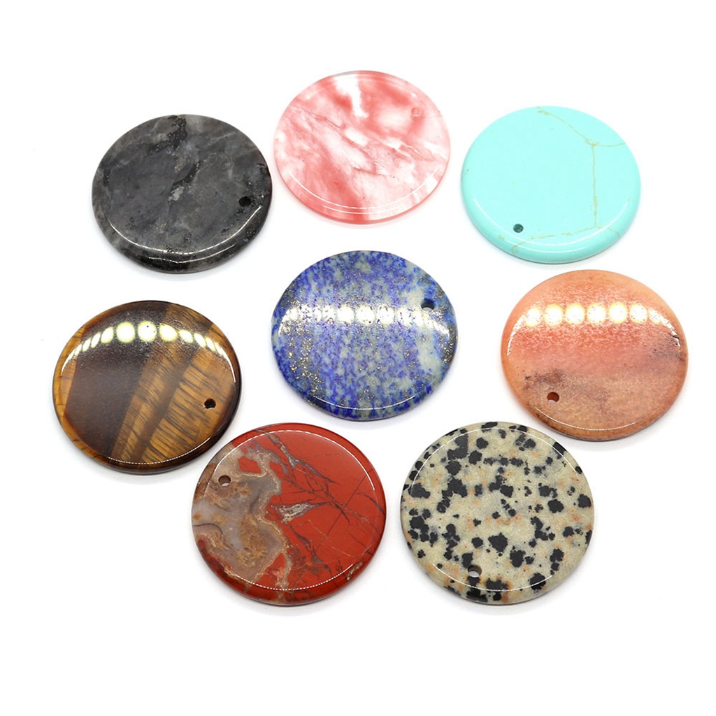 30mm Circle Gemstone Pendant for Making Jewelry Necklace Earrings Healing Chakra Lucky Donut Coin SP1453-30MM
