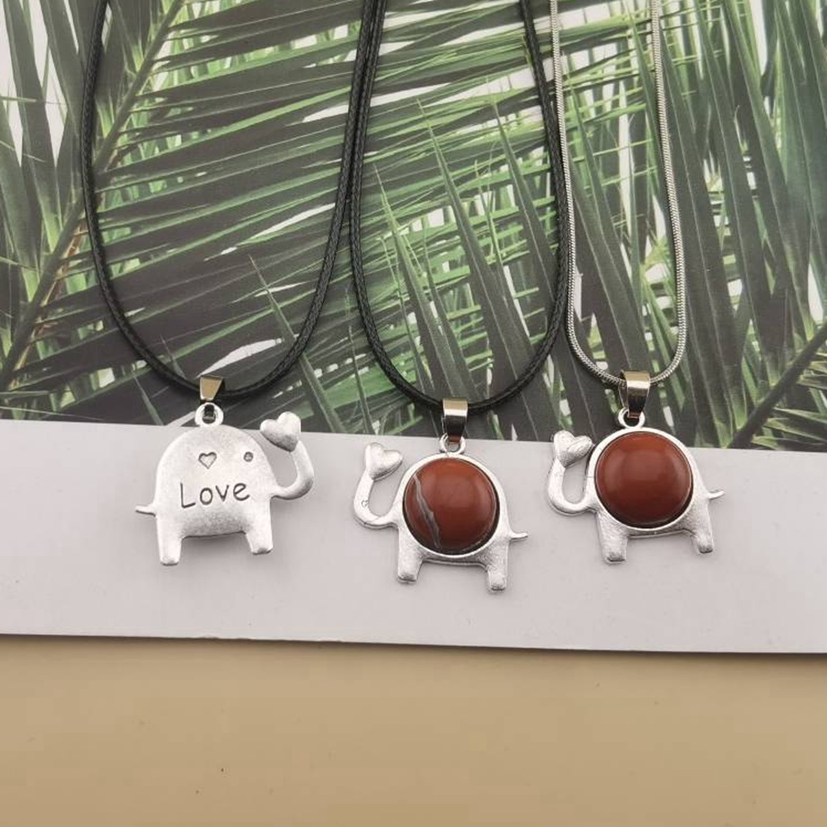 Silver Alloy Elephant Gemstone Pendant for Jewelry Making Necklace Earrings Love Heart 