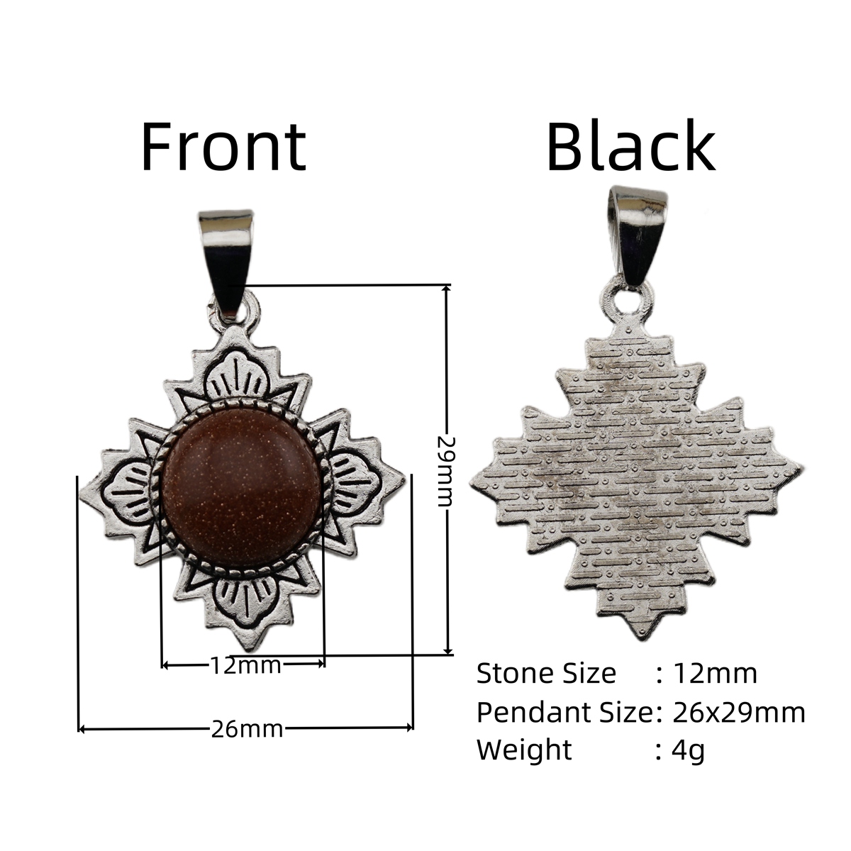 Silver  Four Leaf Clover Gemstone Pendant for Jewelry Making Necklace Earrings 12MM Stone & Crystal Cabs 