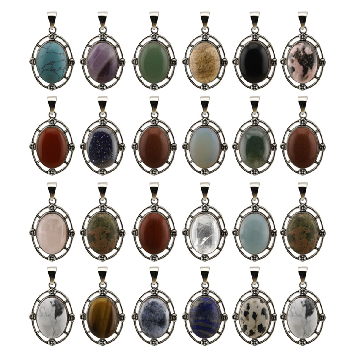 Natural Gemstone Pendant for Making Jewelry with 13x18MM Stone Cabs  Silver Alloy Accessories