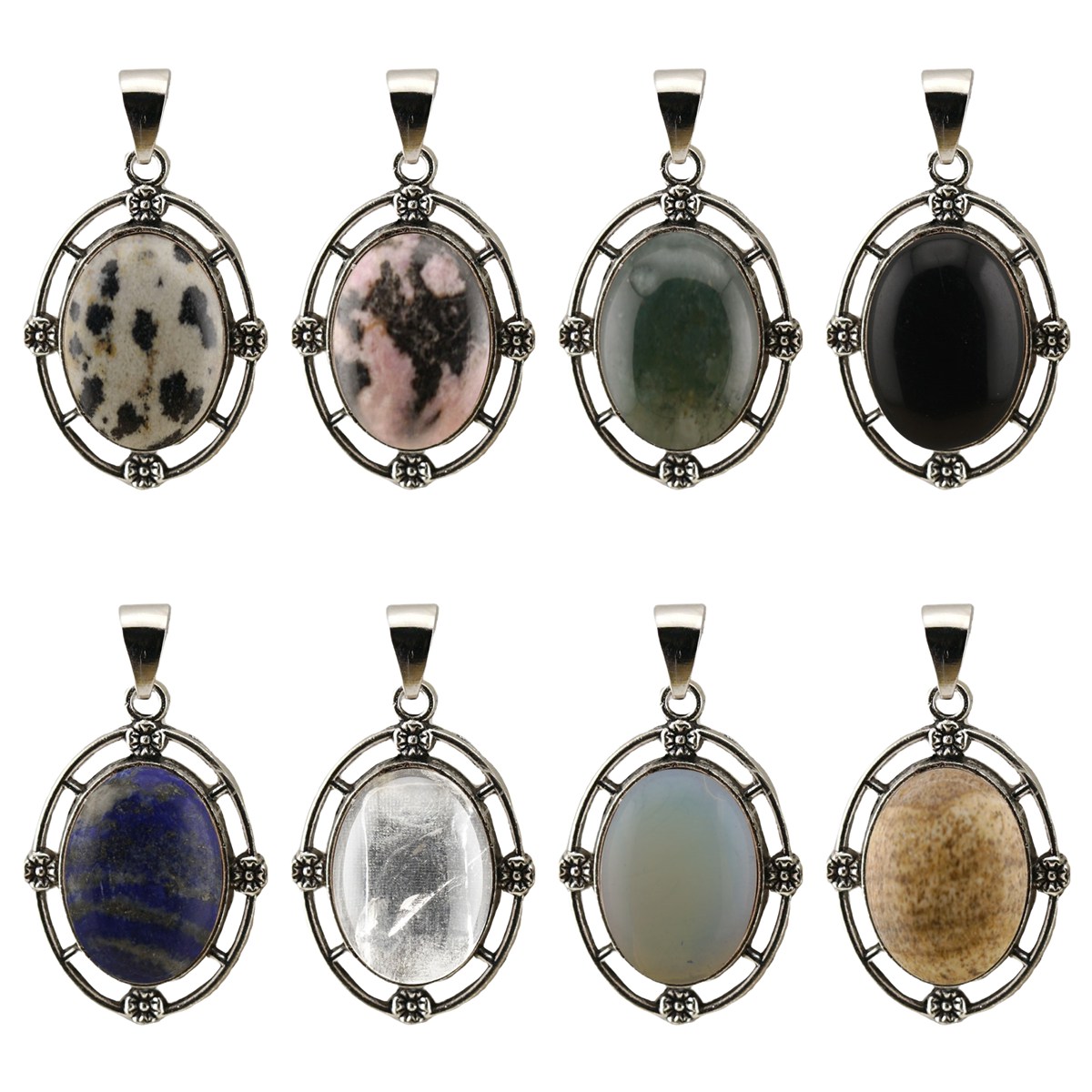 Natural Gemstone Pendant for Making Jewelry with 13x18MM Stone Cabs  Silver Alloy Accessories