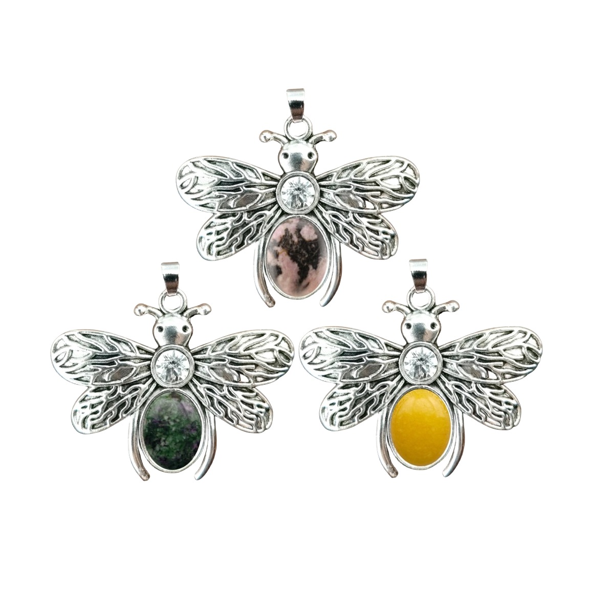 Silver Bee Gemstone Pendant for Making Jewelry 12x16MM Stone Cabs Animal 