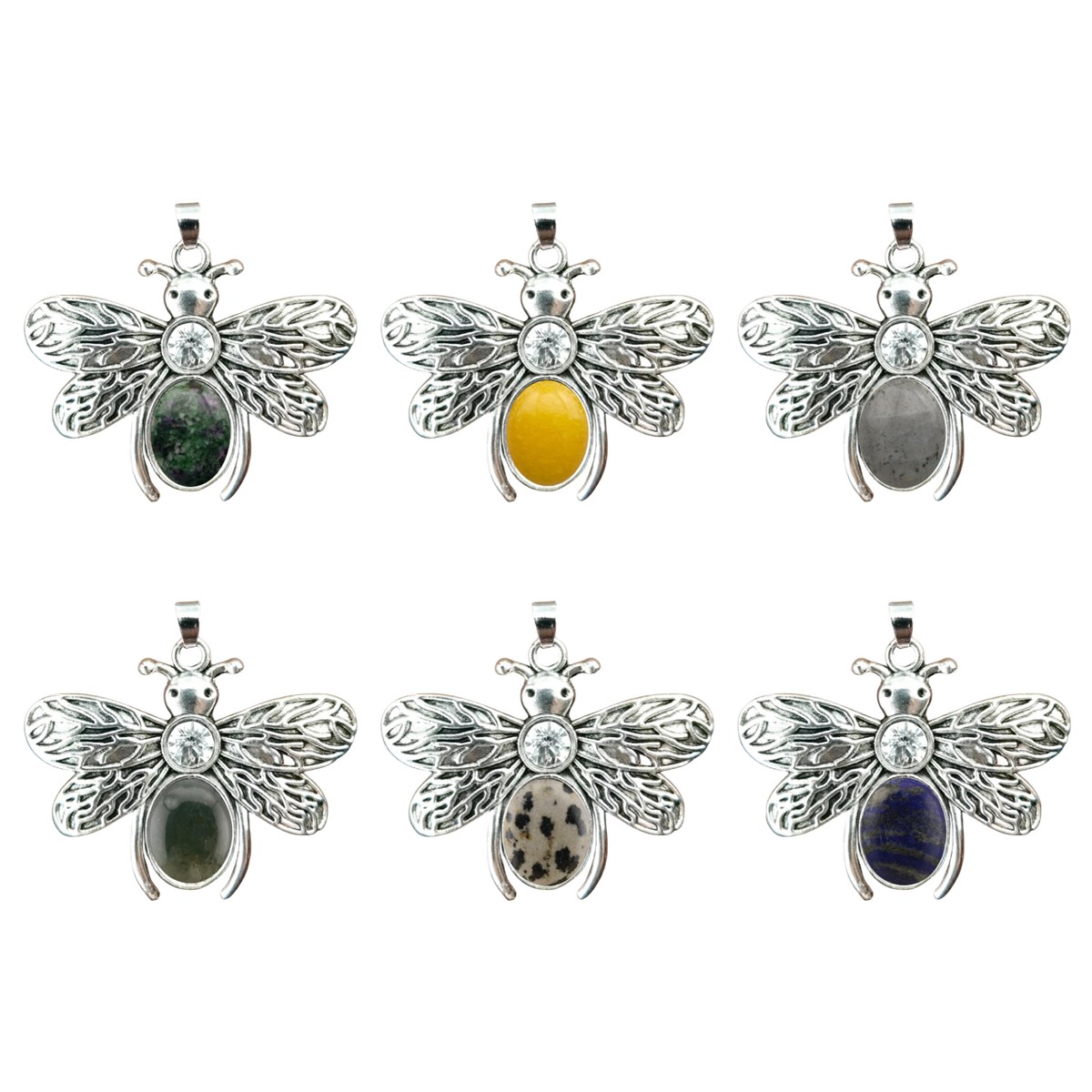Silver Bee Gemstone Pendant for Making Jewelry 12x16MM Stone Cabs Animal 