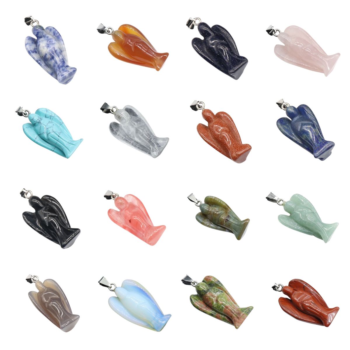 1.0Inch Handmade Craved Gemstone Angel Pendant for Making Jewelry