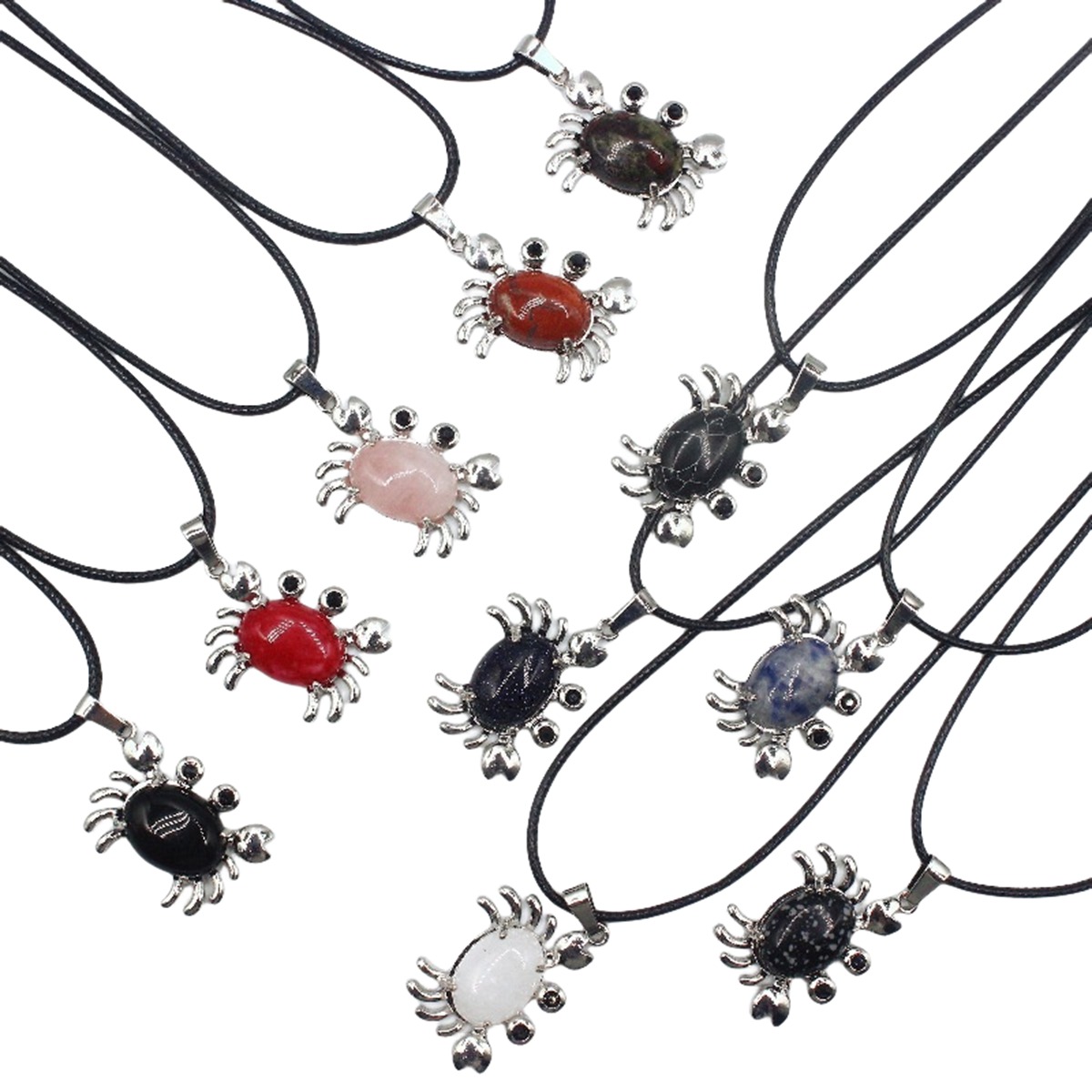 Natural Gemstone Crab Pendant Necklace for Women SN1552S Healing Crystal Protection Animal Jewelry Anniversary Birthday Valentine's Day Gift for Girlfriend Wife Mother