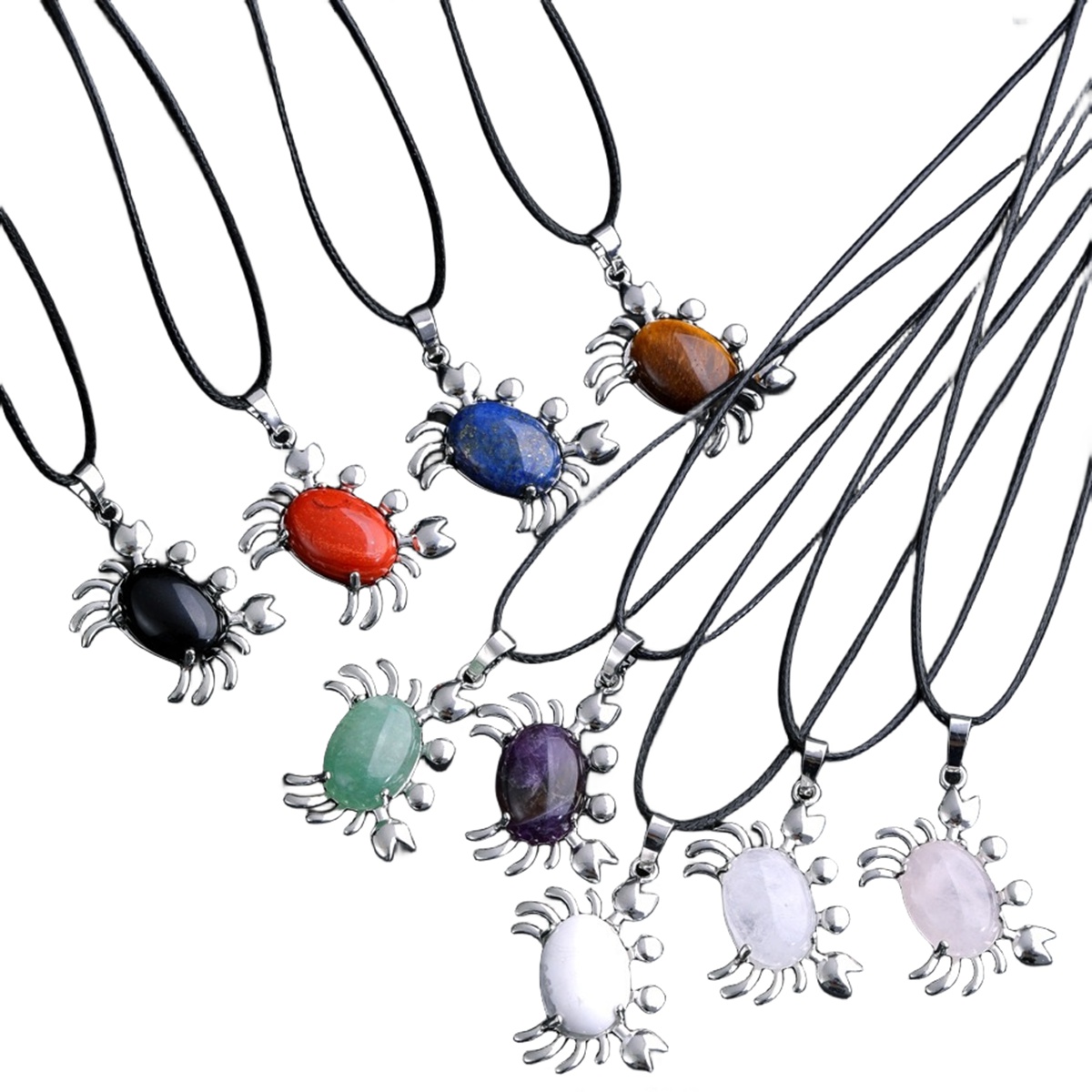 Natural Gemstone Crab Pendant Necklace for Women SN1552S Healing Crystal Protection Animal Jewelry Anniversary Birthday Valentine's Day Gift for Girlfriend Wife Mother