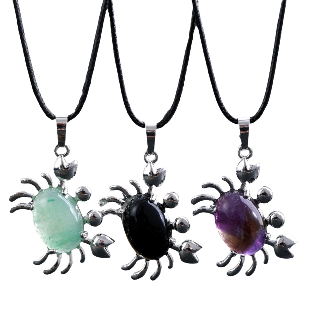 Natural Gemstone Crab Pendant Necklace for Women SN1552S Healing Crystal Protection Animal Jewelry Anniversary Birthday Valentine's Day Gift for Girlfriend Wife Mother