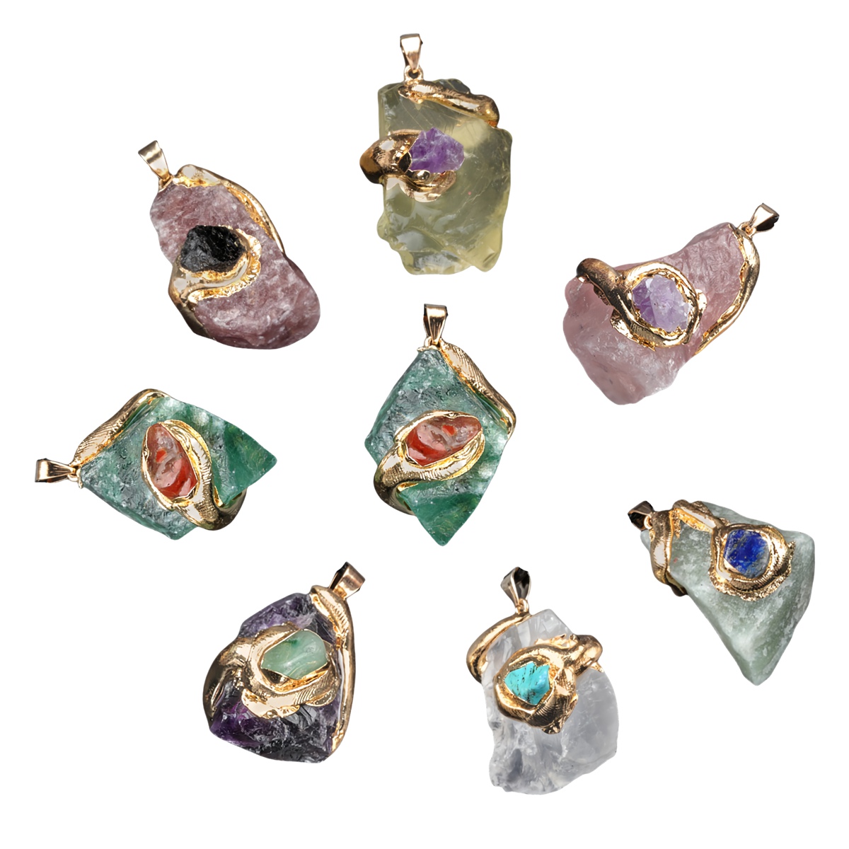  Irregular Raw Crystal Pendant for Making Jewelry Necklace Gilding Gemstone