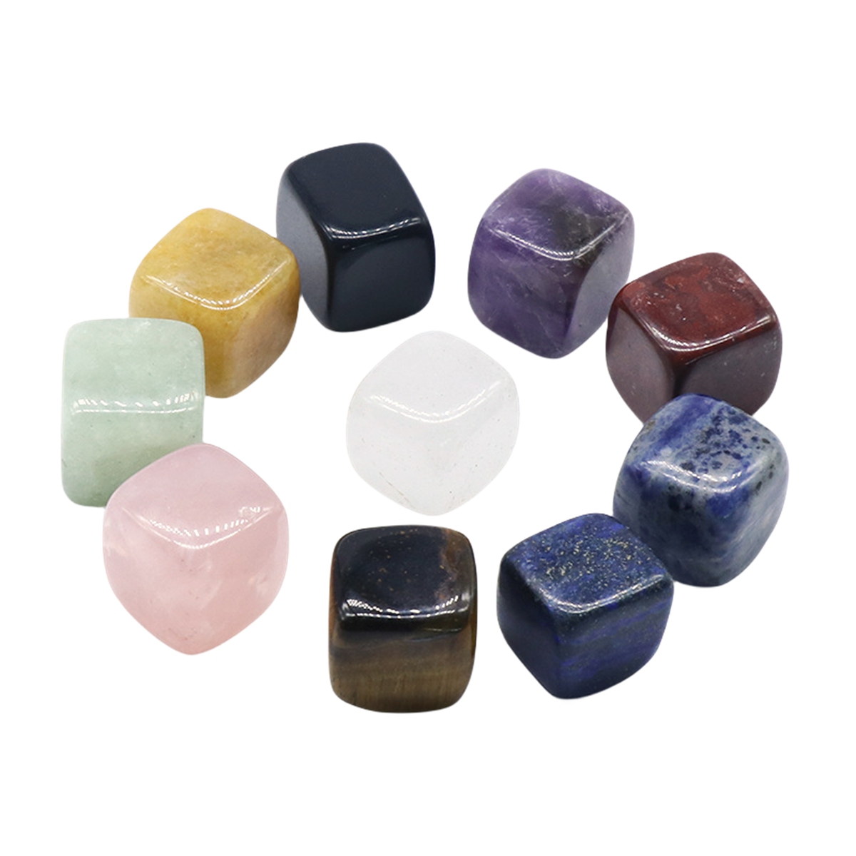 Natural Gemstone Loose Square Cube Beads Healing Power Crystal Block for Home Decor 15-18MM No hole