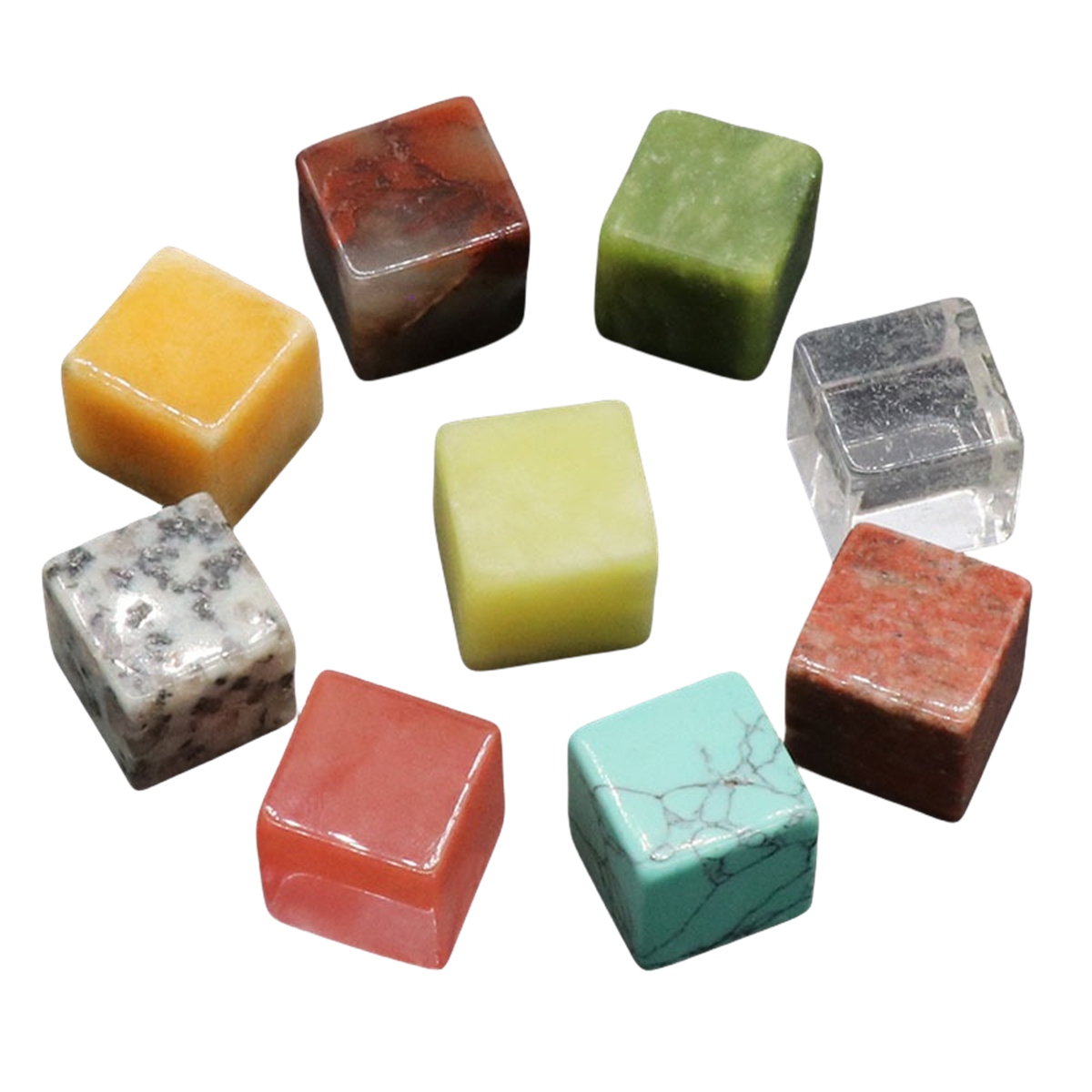 20PCS Cube Gemstone Beads Healing Power Crystal Block for Home Decor 18MM No hole