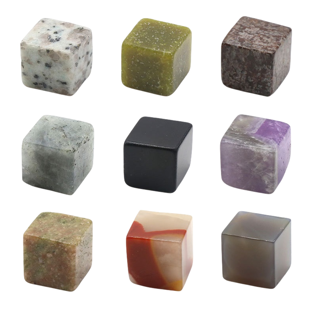 20PCS Cube Gemstone Beads Healing Power Crystal Block for Home Decor 18MM No hole