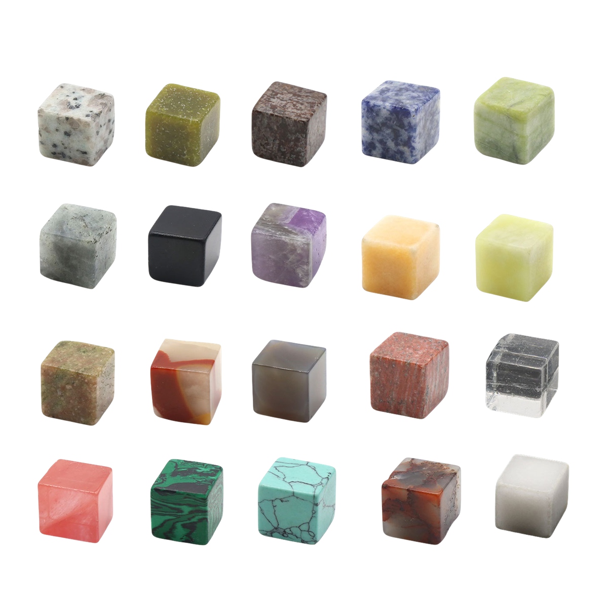 Natural Gemstone Loose Square Cube Beads Healing Power Crystal Block for Home Decor 15-18MM No hole