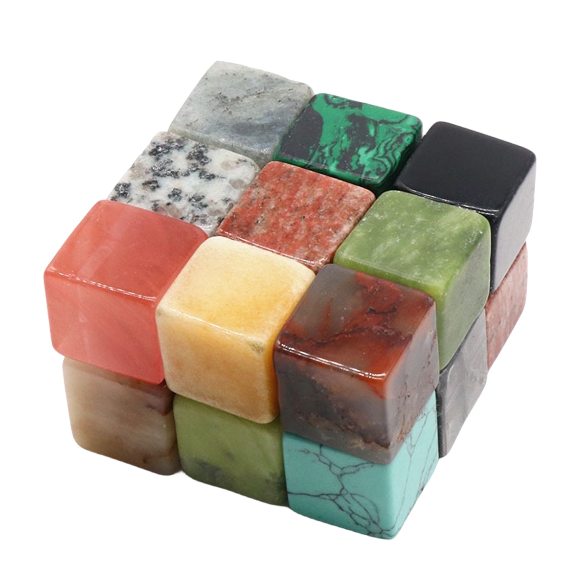 20PCS Cube Gemstone Beads Healing Power Crystal Block for Home Decor 18MM No hole