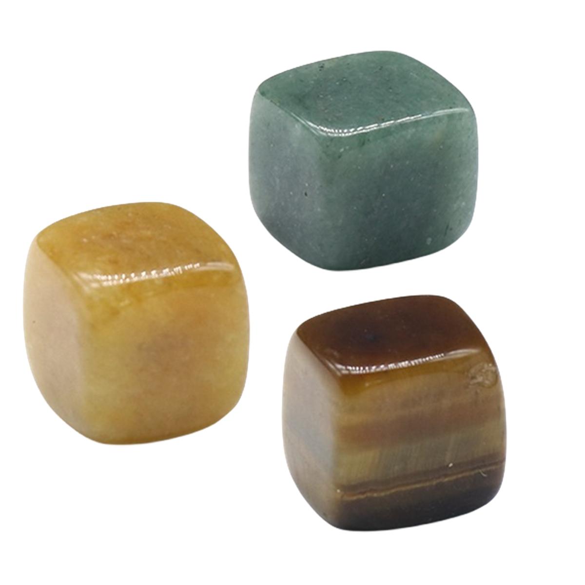 7 Chakra Gemstone Square Cube Beads Set 7PCS In Velvet Bag Healing Power Crystal Block for Home Decor 15-18MM No hole