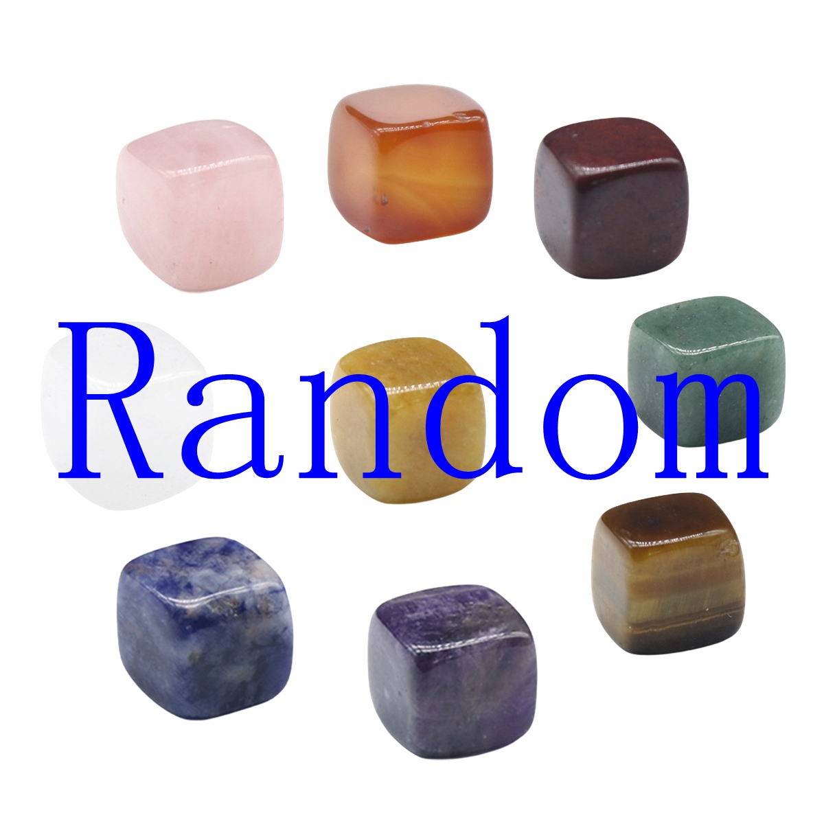 Natural Gemstone Loose Square Cube Beads Healing Power Crystal Block for Home Decor 15-18MM No hole