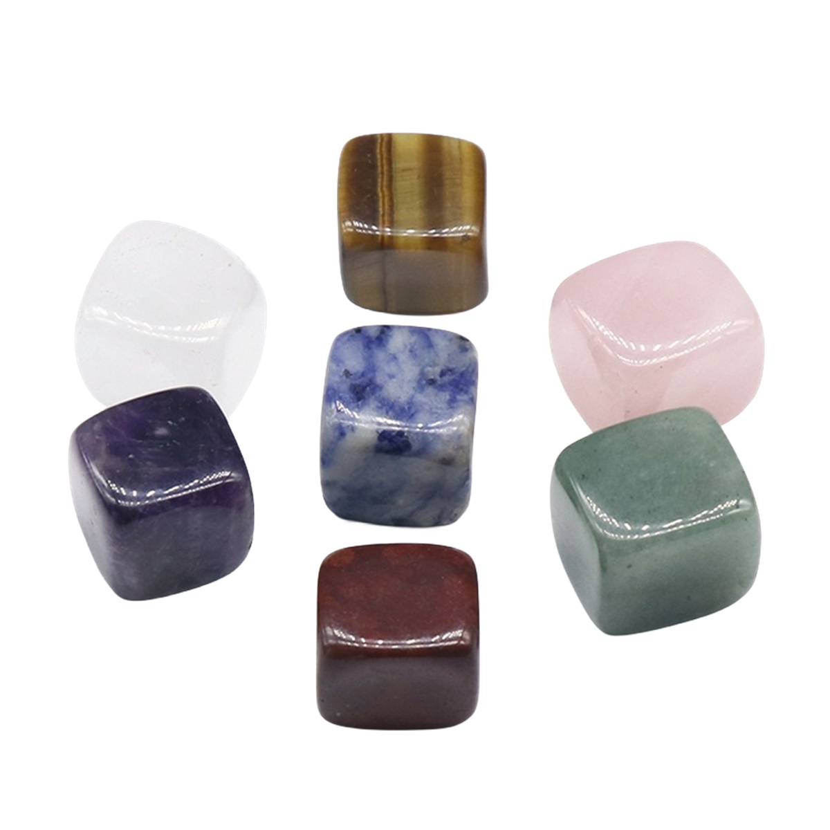 Natural Gemstone Loose Square Cube Beads Healing Power Crystal Block for Home Decor 15-18MM No hole