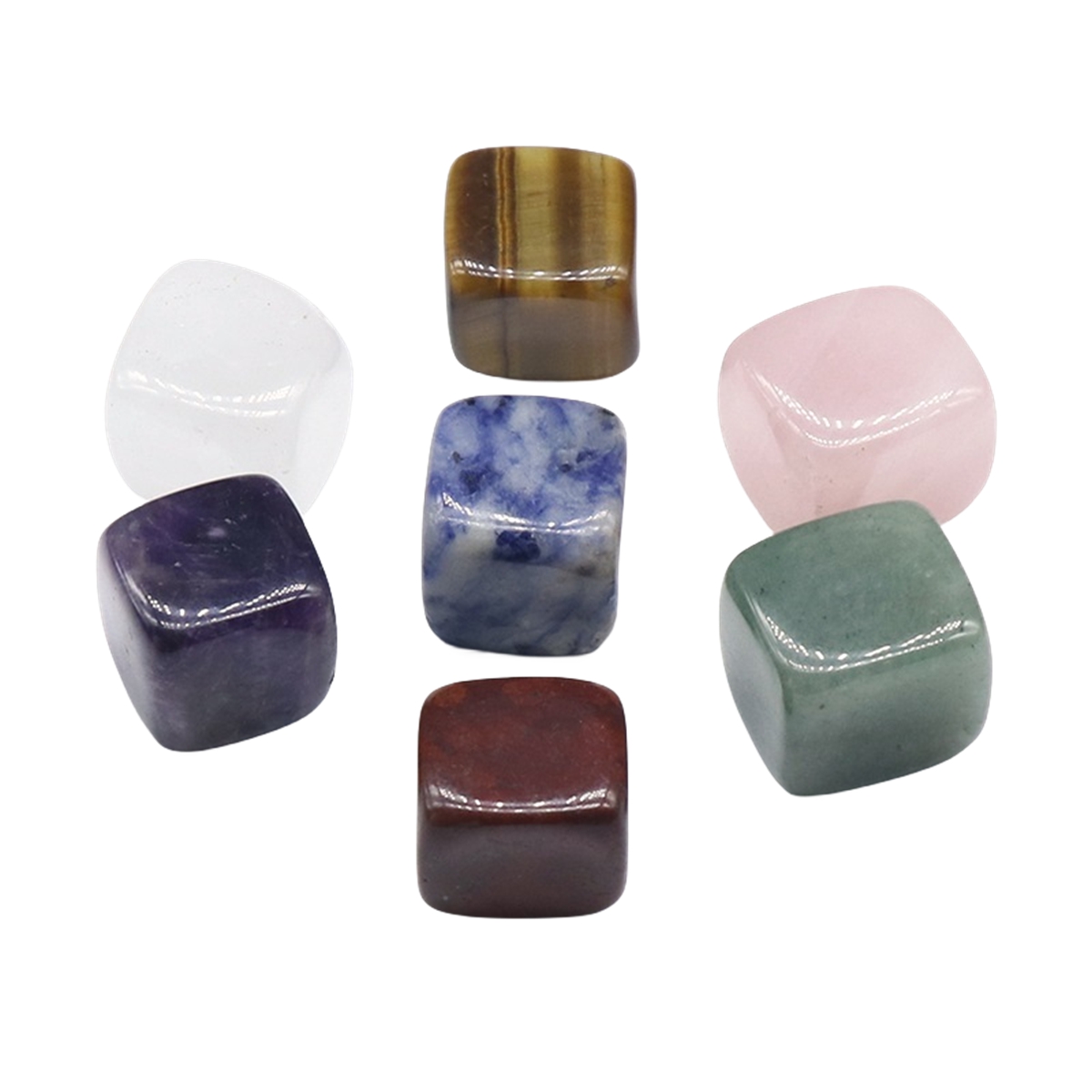 Natural Gemstone Loose Square Cube Beads Healing Power Crystal Block for Home Decor 15-18MM No hole