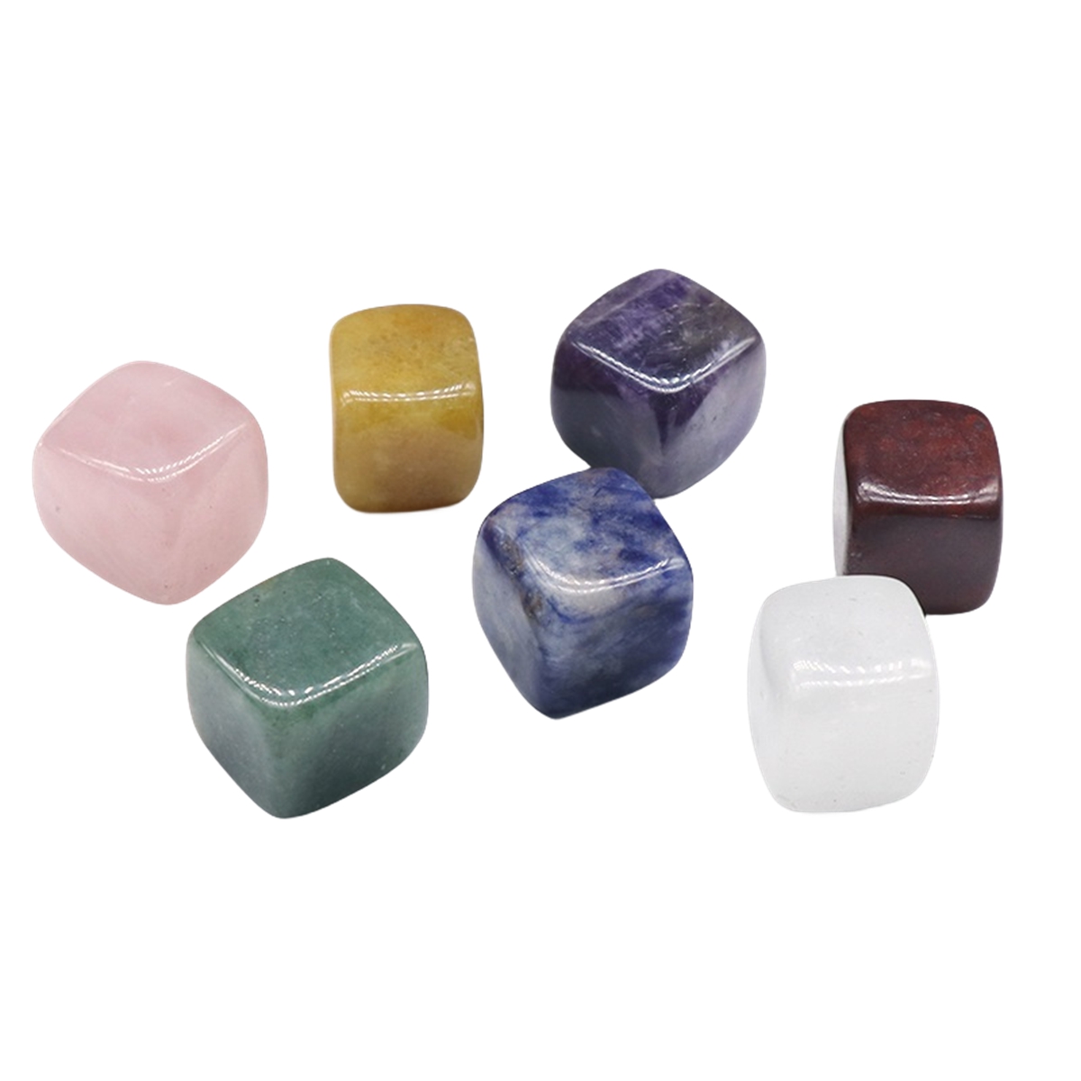 Natural Gemstone Loose Square Cube Beads Healing Power Crystal Block for Home Decor 15-18MM No hole