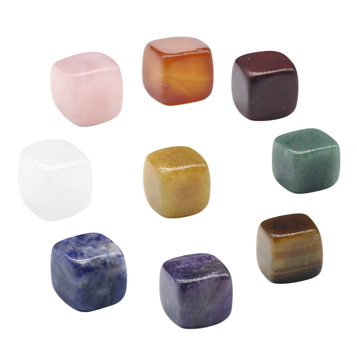 Natural Gemstone Loose Square Cube Beads Healing Power Crystal Block for Home Decor 15-18MM No hole