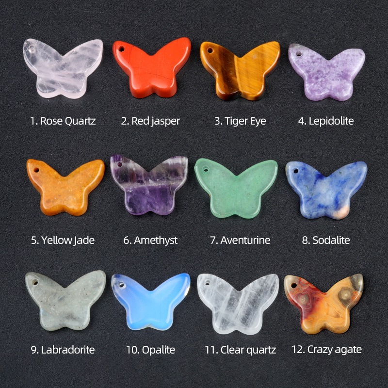 Butterfly Gemstone Pendant 15x20mm for Making Jewelry Necklace
