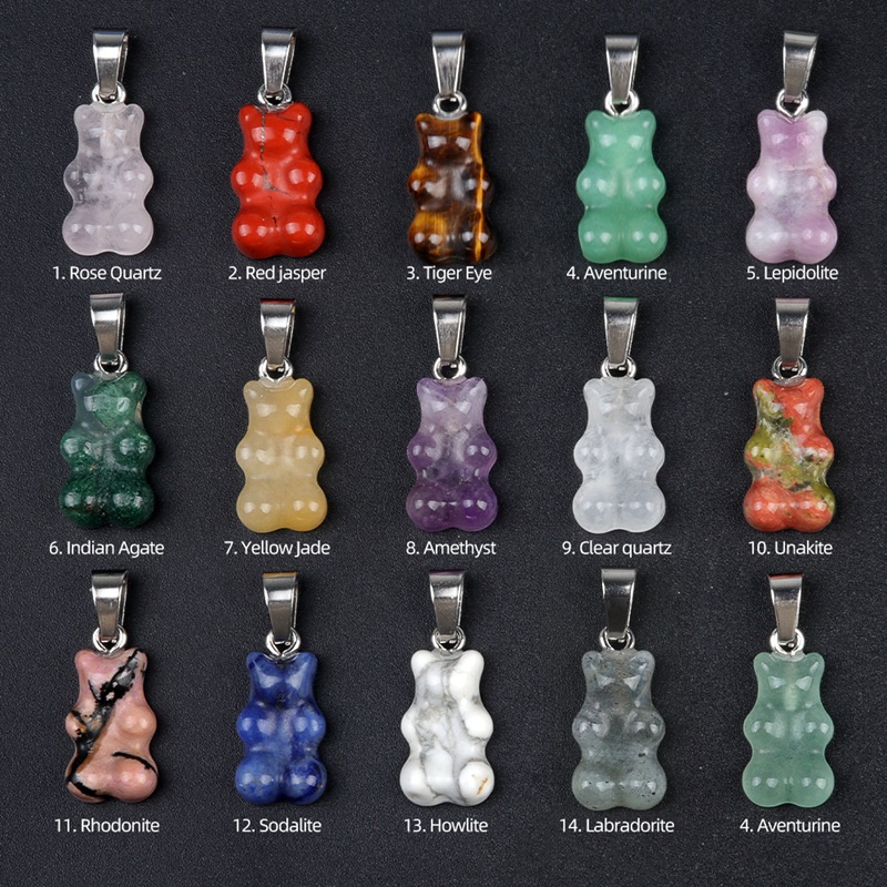 Silver Bear Gemstone Pendant 10x18mm for Making Jewelry Necklace Earrings 