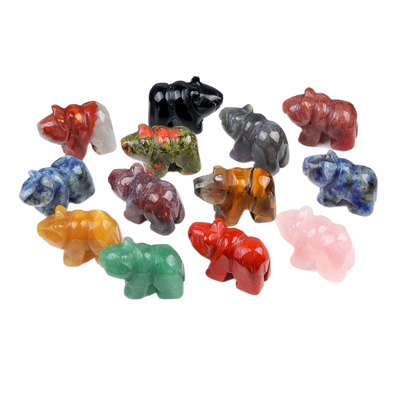 1.0Inch Handmade Craved  Gemstone Polar Bear for Home & Office Decor