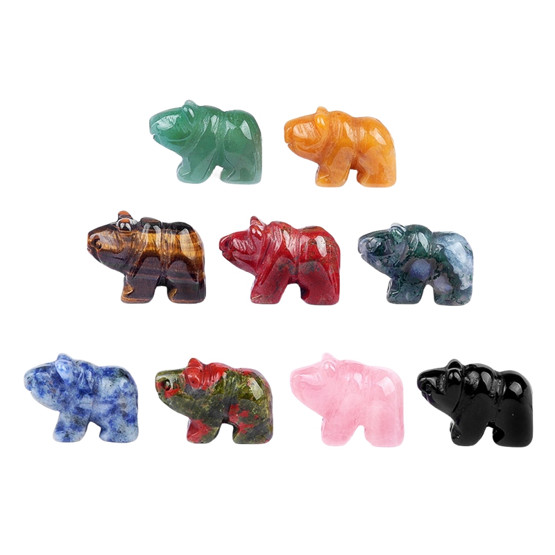 1.0Inch Handmade Craved  Gemstone Polar Bear for Home & Office Decor